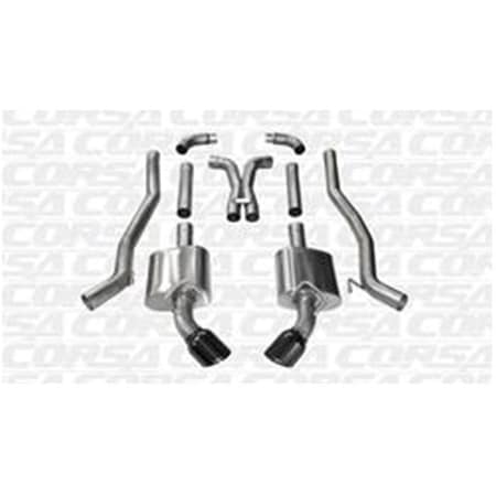 Corsa Exhaust 2010-2015 Chevy Camao Cat-Back Exhaust System Split Rear Exit with X Pipe, Black 14968BLK